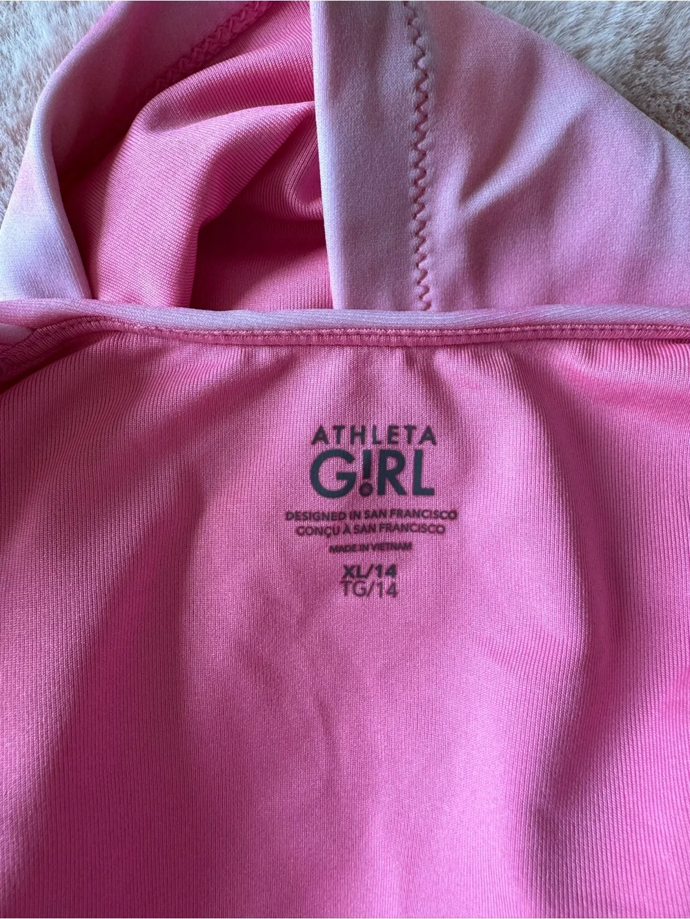 Athleta Girl High Neck Crop Bikini Top Pink Tye Die Girls Size 14 XL
